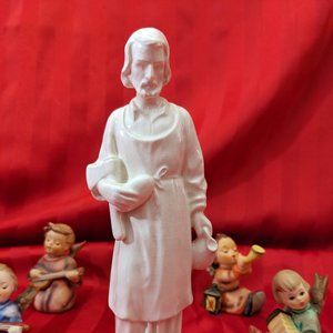 Vintage 1956, White Goebel Sacrart Statue of St. Joseph, The Carpenter 7.5" Tall